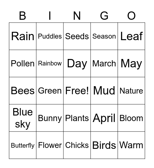 Spring Bingo Card