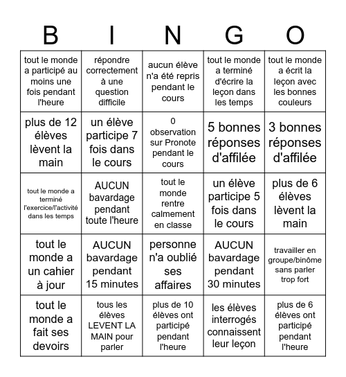 Best students bingo Card
