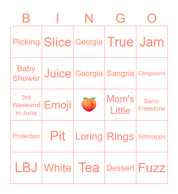 PEACHY BINGO Card