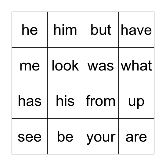 Sight Word- Lists C + D Bingo Card