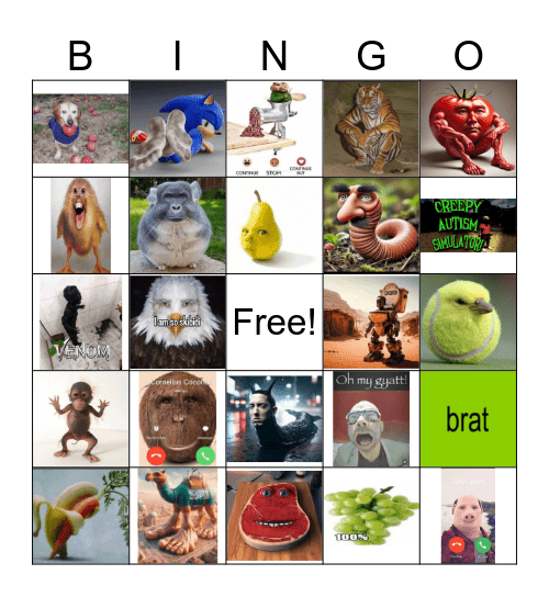 brain rot Bingo Card