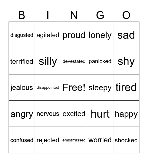 Emotions BINGO Card