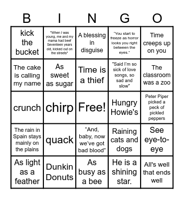 Figurative Language BINGO Card