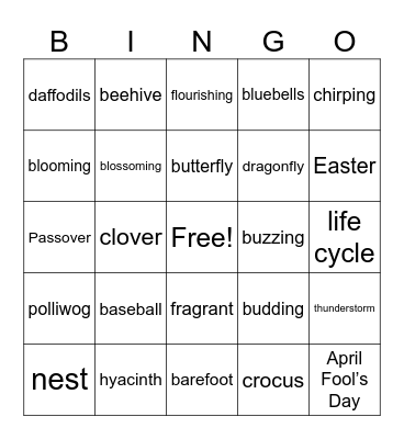 Spring Bingo Card