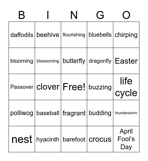 Spring Bingo Card