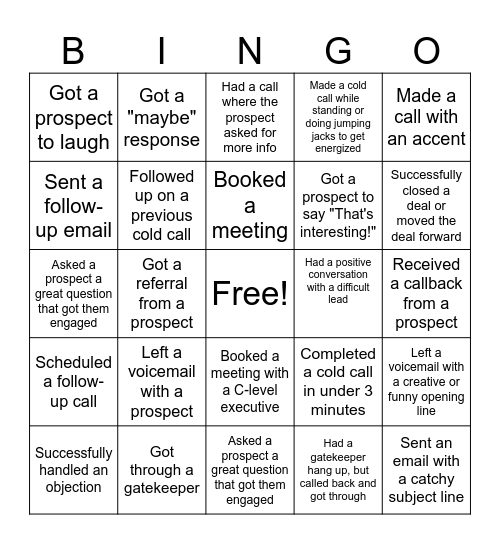 Outbound Day Bingo Card