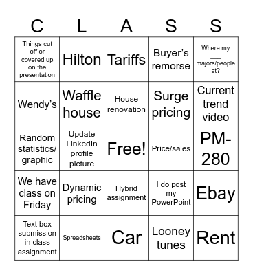 Jay Bingo Card