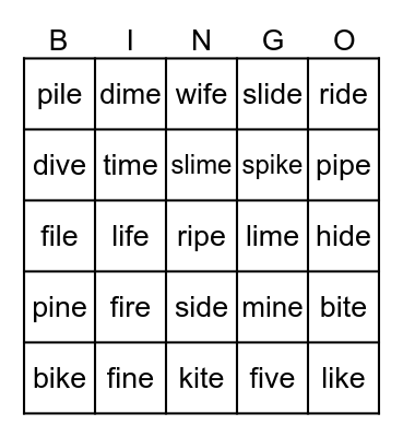 i_e Bingo Card
