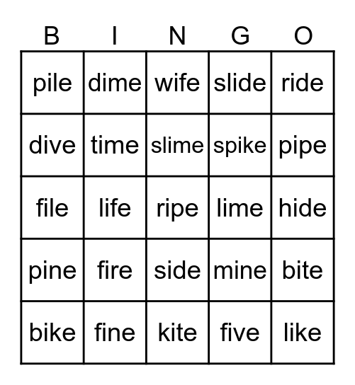 i_e Bingo Card
