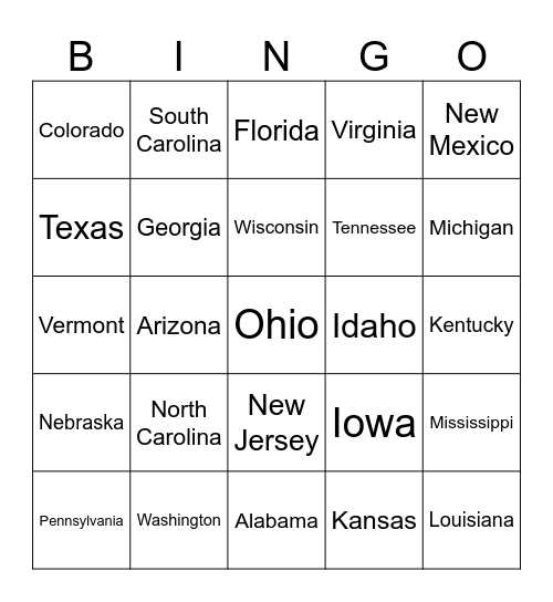 Midwestern State Plate Bingo Card