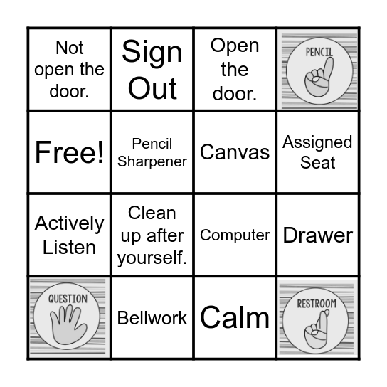 Classroom Expectations Bingo Card