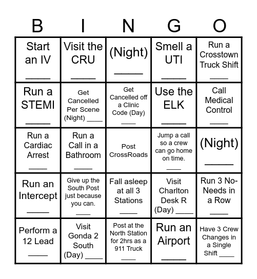 MCAS EMS Bingo April 2025 Bingo Card