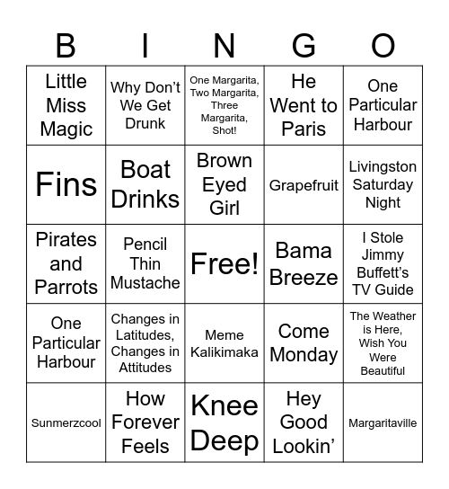 Buffet Bingo Card