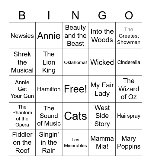 BROADWAY BINGO Card