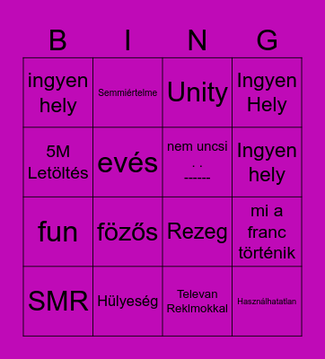 Szuztyok NAroid Bingo Card