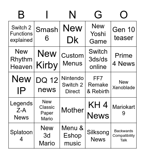 Untitled Bingo Card