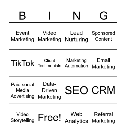 B2B Marketing Bingo Card