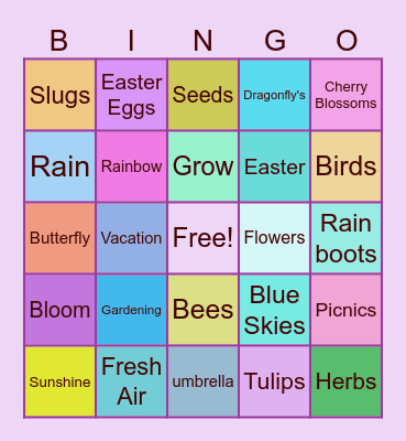 L ET      I T       B E      S P R I N G Bingo Card