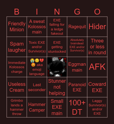 Sonic.EXE: The Disastrous Bingo [1.3] Bingo Card
