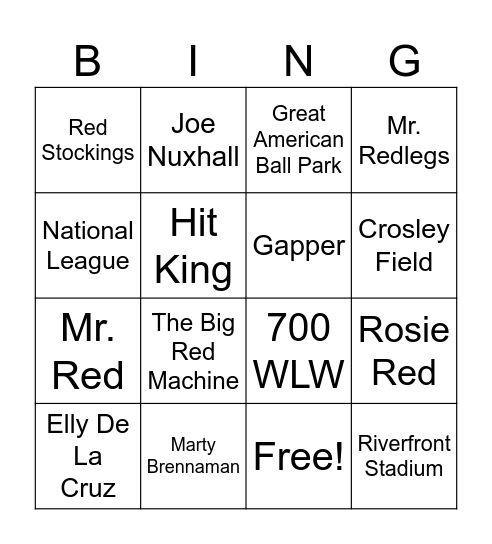 Opening Day Bingo! Bingo Card