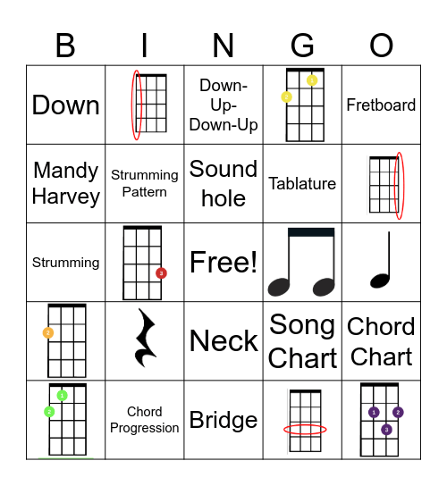 Ukulele Bingo #2 - Term 4 Bingo Card