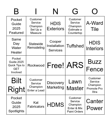 Home Depot 0589 - Lemmon Ave Bingo Card