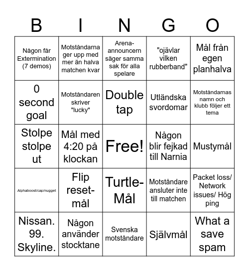 Freddans Bil-Bingo Card