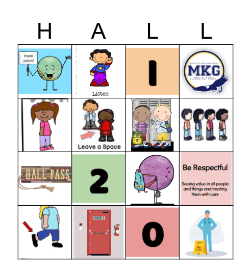 Hallway Safety Bingo Card