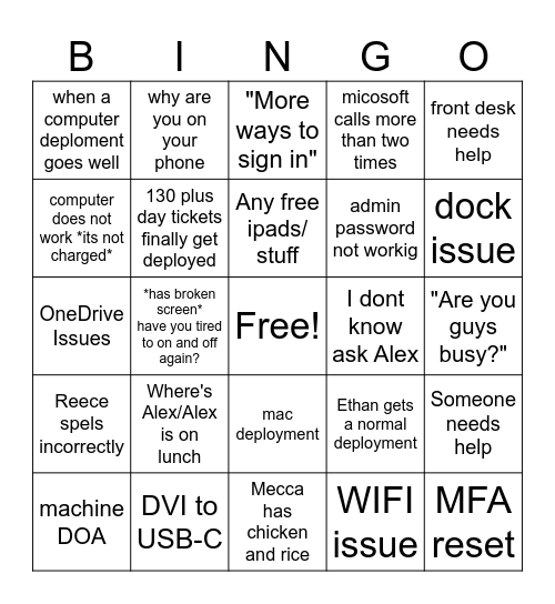 TSC 2025 bingo Card