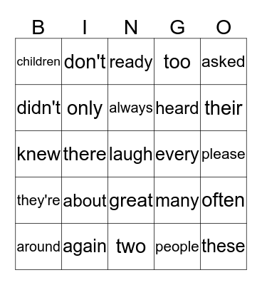 Third Grade Fundamental Writing Words Bingo Card
