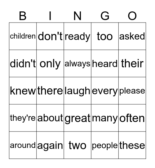 Third Grade Fundamental Writing Words Bingo Card