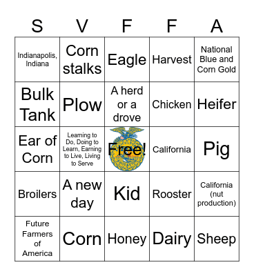 FFA Week BINGO Card