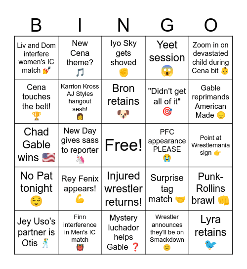 03/24/2025 RAW Bingo Card