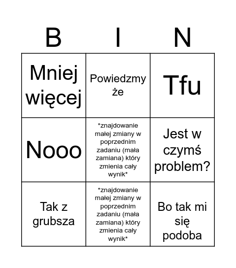 Analiza Bingo Card