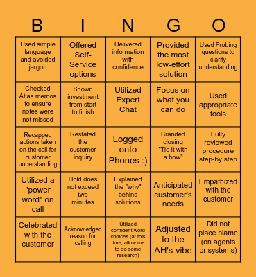 Behavior BINGO! Bingo Card