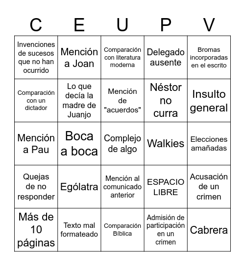 Comunicado Número 1432 Bingo Card