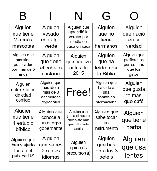 BUSCA LA PERSONA Bingo Card