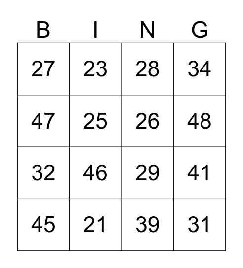 Bingo met opa en oma Bingo Card