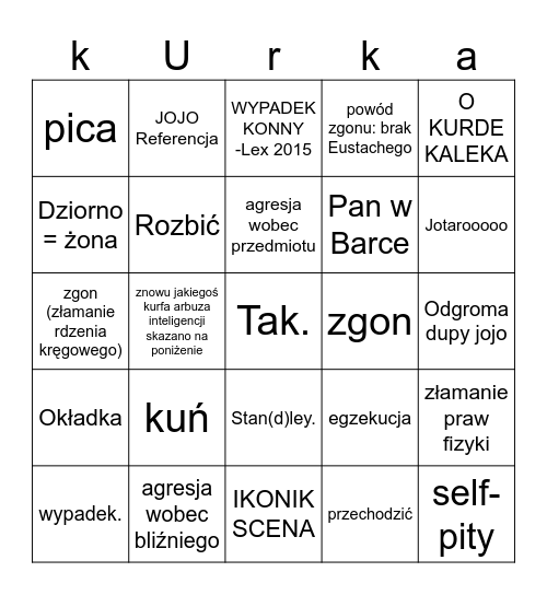Jożdżóo bingo Card