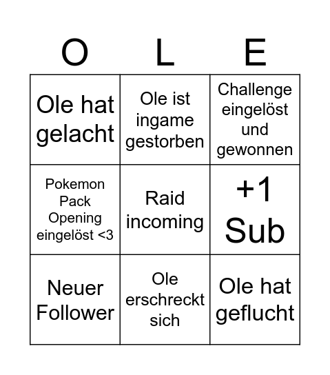Ole-Bingo Card