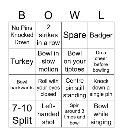 Splits & Giggles Bingo Card