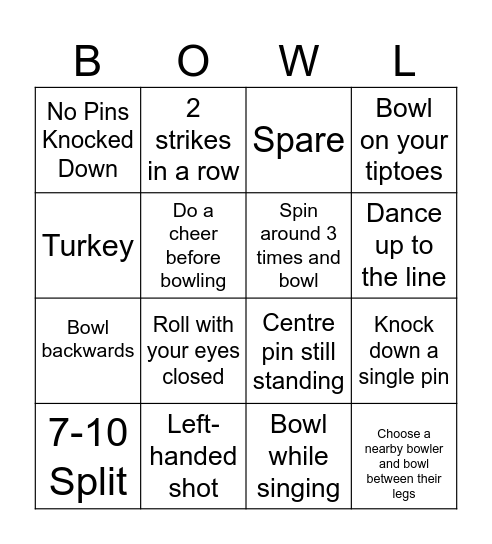 Splits & Giggles Bingo Card