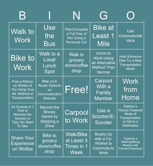 May In Motion Bingo Card