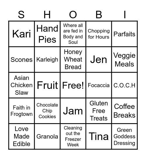 Shobi's Bingo Card