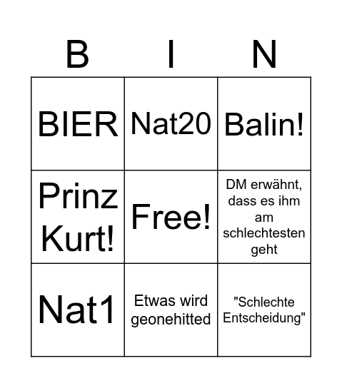 DnD-BIN Bingo Card