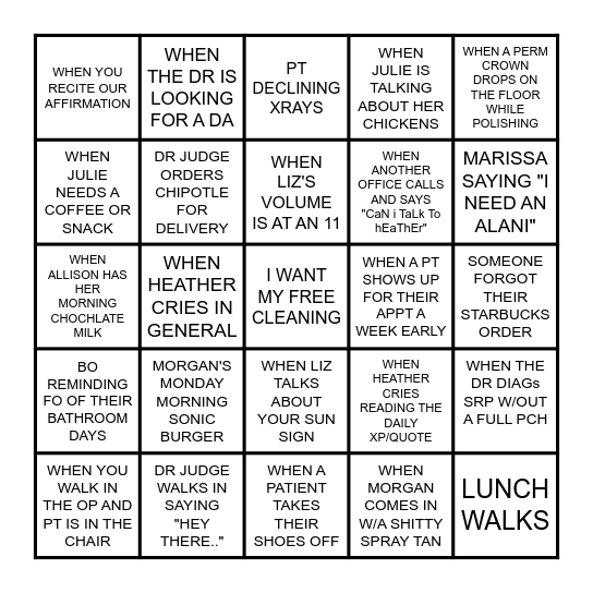 Microsoft Word  Bingo Card