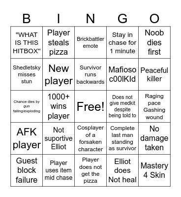 Forsaken bingo Card