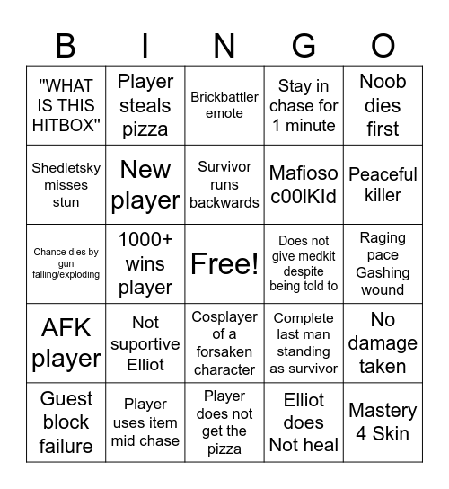 Forsaken bingo Card