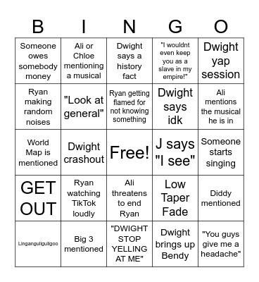 Gang Bingo Card