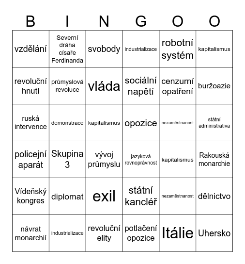 Šlechtické Bingo Card